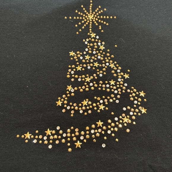 Quacker Factory Black Short Sleeve T-shirt Gold Beaded Christmas Tree Sz3XL - Picture 4 of 6